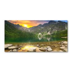 Wallmuralia Foto obraz skleněný horizontální Mořské oko Tatry 100x50 cm 2 úchytky