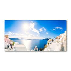 Wallmuralia Foto obraz skleněný horizontální Santorini Řecko 100x70 cm 2 úchytky