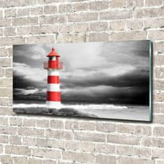 Wallmuralia Foto obraz fotografie na skle Maják 140x70 cm 2 úchytky