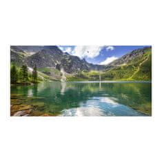 Wallmuralia Foto-obraz fotografie na skle Mořské oko Tatry 100x70 cm 2 úchytky