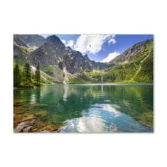 Wallmuralia Foto-obraz fotografie na skle Mořské oko Tatry 100x70 cm 2 úchytky