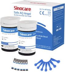 Sinocare  set 50 náhradních proužků + 50 lancet pro glukometr Safe AQ Angel