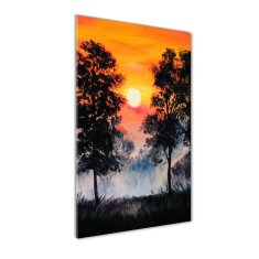 Wallmuralia Vertikální Fotoobraz na skle Západ slunce les 60x120 cm 4 úchytky