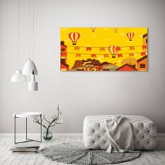 Wallmuralia Foto obraz sklo tvrzené Balony nad městem 125x50 cm 4 úchytky