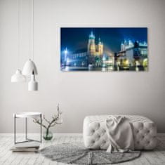 Wallmuralia Foto obraz fotografie na skle Krakov noc 125x50 cm 4 úchytky