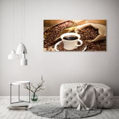 Wallmuralia Foto obraz sklo tvrzené Šálek kávy 125x50 cm 2 úchytky