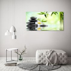 Wallmuralia Foto-obraz fotografie na skle Orchidej a bambus 125x50 cm 4 úchytky