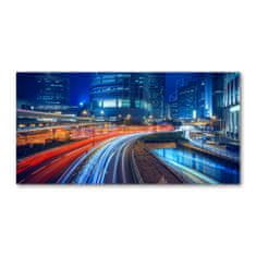 Wallmuralia Foto-obraz fotografie na skle Noční Hongkong 120x60 cm 4 úchytky