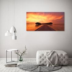 Wallmuralia Foto obraz skleněný horizontální Maledivy bungalovy 125x50 cm 2 úchytky