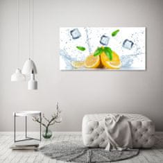 Wallmuralia Foto obraz skleněný horizontální Citrony s ledem 125x50 cm 4 úchytky