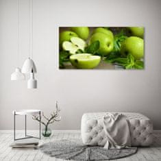 Wallmuralia Foto obraz skleněný horizontální Zelená jablka 125x50 cm 2 úchytky