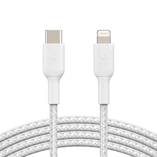 Belkin BoostCharge Lightning - USB-C opletený kabel Bílá 2 metry