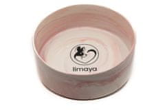 limaya Limaya keramická miska pro psy a kočky žíhaná bílo růžová 21 cm