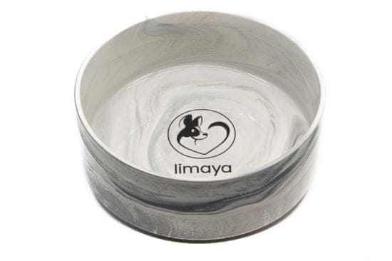 limaya Limaya keramická miska pro psy a kočky žíhaná bílo šedá 21 cm