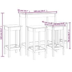 Vidaxl 5dílný barový set černý masivní borové dřevo