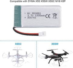 YUNIQUE GREEN-CLEAN 2 ks dobíjecí Lipo baterie (3.7V, 1200mAh Lipo) pro RC drony Syma X5SC X5SW Kvadrokoptéry