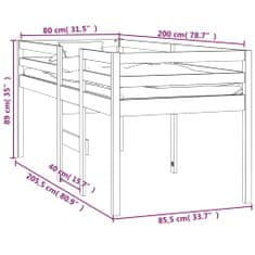 Vidaxl Patrová postel 80 x 200 cm masivní borové dřevo