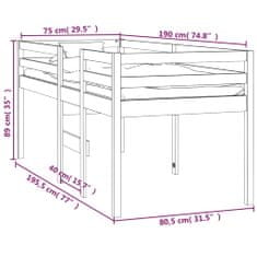 Vidaxl Patrová postel medově hnědá 75 x 190 cm masivní borové dřevo