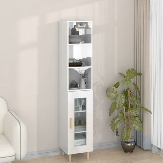 Greatstore Skříň highboard bílá s vysokým leskem 34,5x34x180 cm kompozit