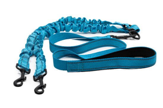 limaya Limaya vodítko bungee modré pro dva psy 155 cm - 195 cm modré