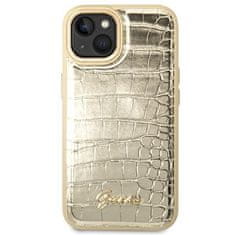 Guess GUHCP14SHGCRHD hard silikonové pouzdro iPhone 14 6.1" gold Croco Collection