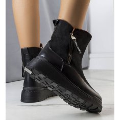 Černé zateplené boty na platformě velikost 41