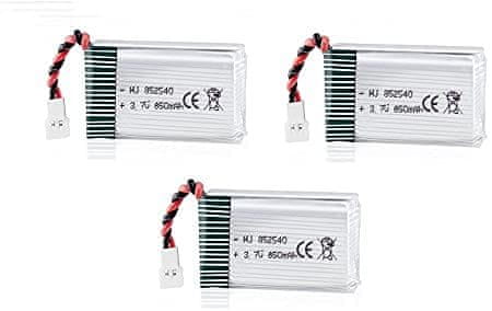 YUNIQUE GREEN-CLEAN 3 ks dobíjecí Lipo baterie 3.7V, 850mAh pro RC drony Syma X5SC X5SW Kvadrokoptéry