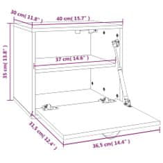 Vidaxl Nástěnná skříňka šedá 40x30x35 cm masivní borové dřevo
