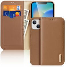 Dux Ducis Hivo kožené pouzdro s RFID blokováním na iPhone 15 PLUS 6.7" Brown