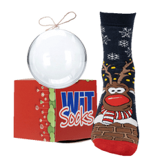 WiTSocks Veselé Ponožky Termo Rudy ve vánoční kouli + krabička, 39-42