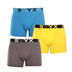 Styx 3PACK pánské boxerky long sportovní guma vícebarevné (U9696863) - velikost XL