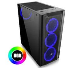 Evolveo Ptero Q1, case ATX, x RGB Rainbow Ring 120mm ventilátory, 2x 2,5 " SSD