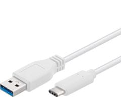 USB-C/male - USB 3.0 A/Male, bílý, 2m