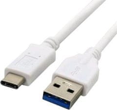 Kabel USB 3.0 AM na Type-C kabel (AM/CM), 2m, bílý