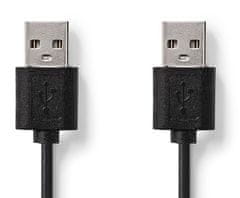 kabel USB 2.0/ zástrčka USB-A - zástrčka USB-A/ černý/ bulk/ 2m