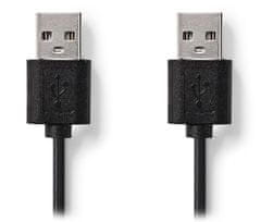 kabel USB 2.0/ zástrčka USB-A - zástrčka USB-A/ černý/ bulk/ 3m