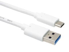 PremiumCord kabel USB-C - USB 3.0 A (USB 3.2 generation 2, 3A, 10Gbit/s) 1m bílá