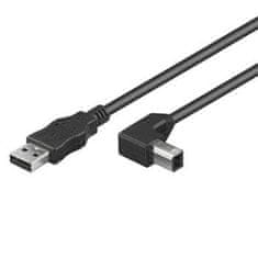 Kabel USB 2.0, A-B, 0,5m (lomený konektor) 90°