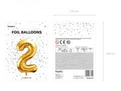 Paris Dekorace Foliový zlatý balónek číslice 2, 86 cm