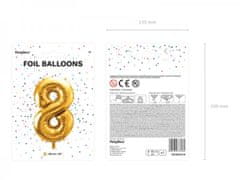 Paris Dekorace Fóliový zlatý balónek číslice 8, 86 cm
