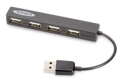 Notebook USB 2.0 Hub, 4 porty, Plug & Play, přenosová rychlost až 480 Mb / s