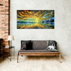 COLORAY.CZ Obraz na skle Jezero stromy Sky Sun 100x50 cm