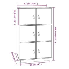 Greatstore Skříň highboard 67 x 40 x 108,5 cm masivní borové dřevo