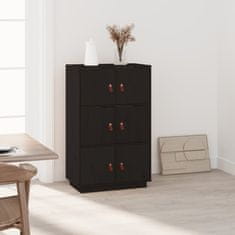 Greatstore Skříň highboard černá 67 x 40 x 108,5 cm masivní borové dřevo