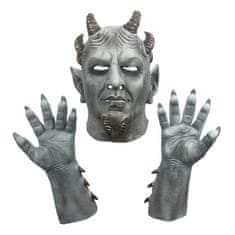 Latexová maska, maska ďábla s rukavicemi