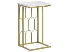 Beliani Odkládací stolek s mramorovým efektem bílo-zlatý PANDALE