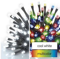 Emos LED vánoční řetěz 2v1 10m, studená bílá/multicolor, vnitřní i venkovní, programy D4AJ01
