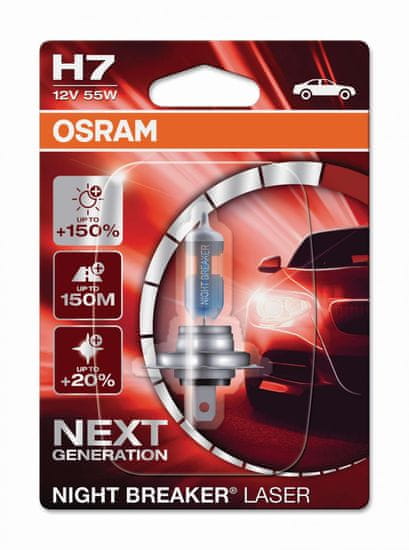 Osram OSRAM H7 12V 55W PX26d NIGHT BREAKER LASER plus 150procent více světla 1ks blistr 64210NL-01B
