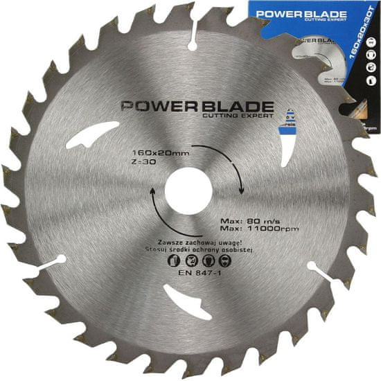 MAR-POL Kotouč pilový s SK plátky (vidiový), 160x30Tx20mm POWER BLADE