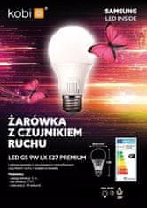 Kobi LED žárovka E27 A60 9W = 60W 810lm 4000K Neutrální bílá se senzorem pohybu a soumraku